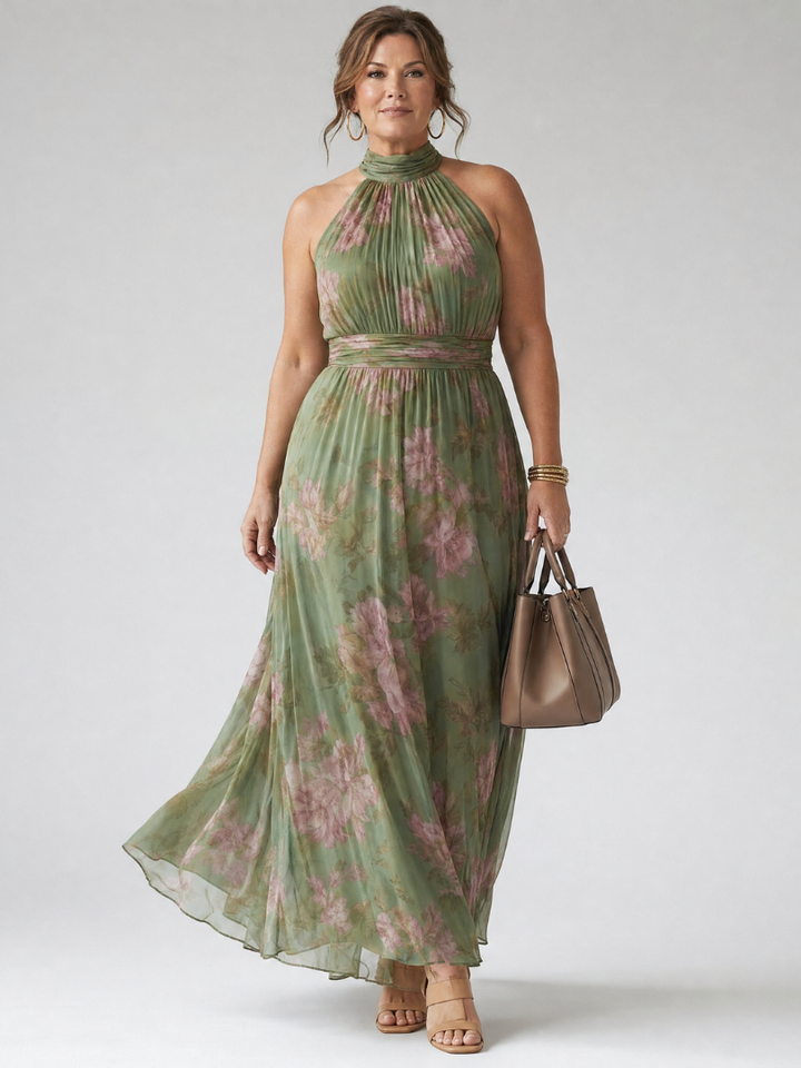 Mireille | Robe Midi à Dos Nu Froncée