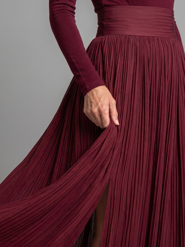 Auvelle | Robe Midi à Col Roulé à Manches Longues et Taille Définie