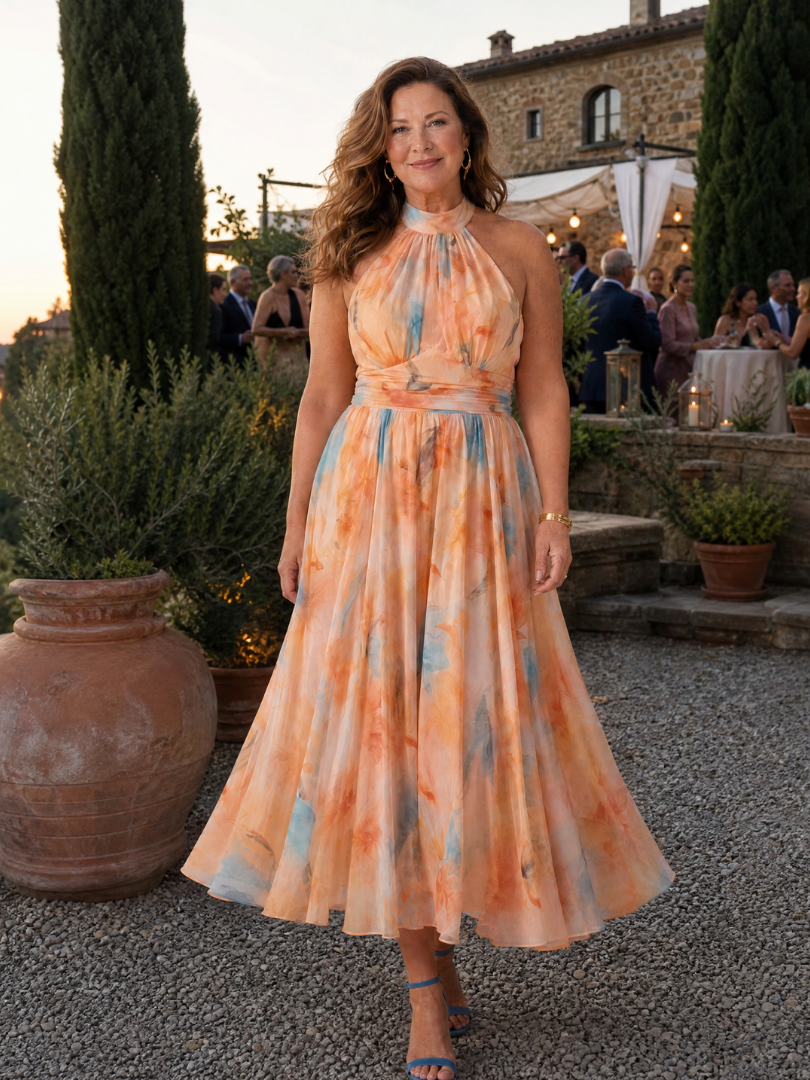 Elin | Robe Midi à Encolure Halter Douce