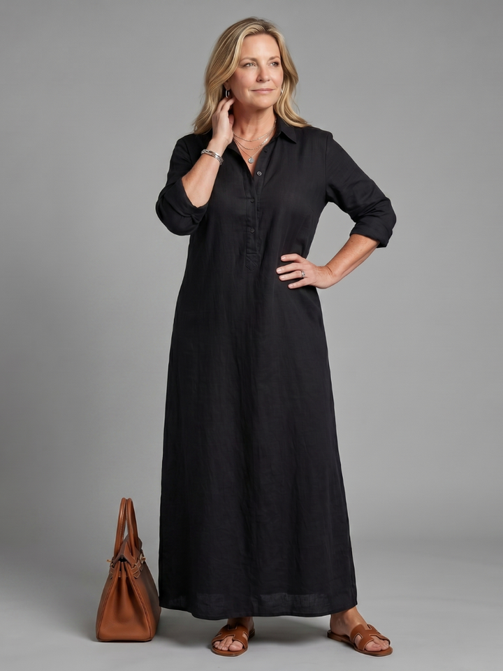 Auvelle | Robe Maxi à Manches Longues et Silhouette Détendue
