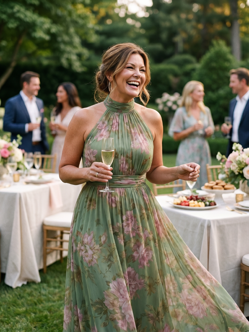 Mireille | Robe Midi à Dos Nu Froncée