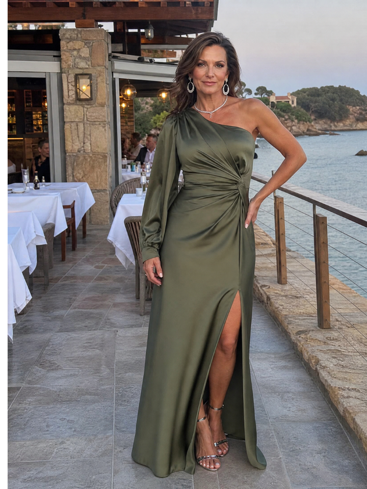 Roniol | Robe Maxi Drapée à Épaule Dénudée