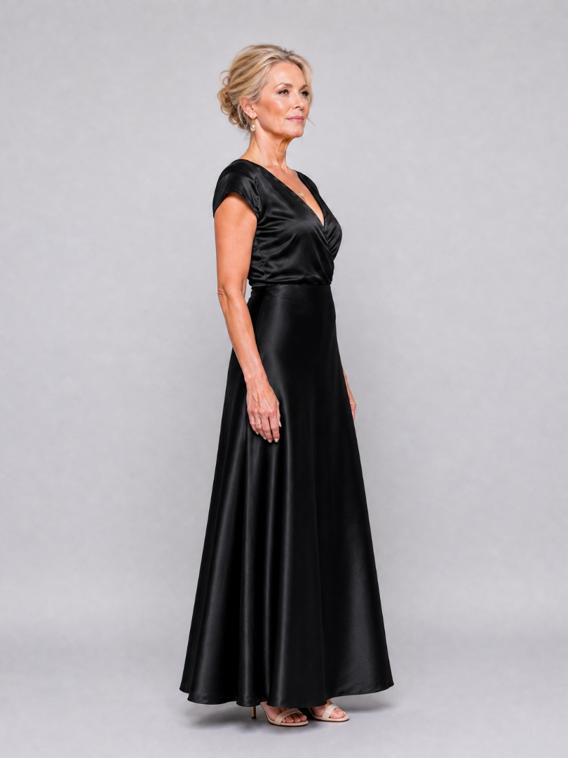 Samouse | Robe Maxi à Manches Courtes et Corsage Drapé