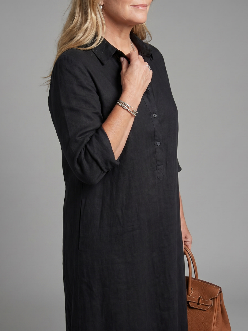 Auvelle | Robe Maxi à Manches Longues et Silhouette Détendue