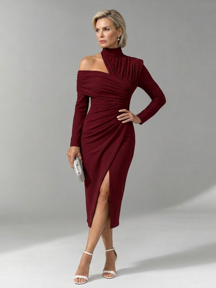 Viano | Robe Midi Drapée à Une Épaule