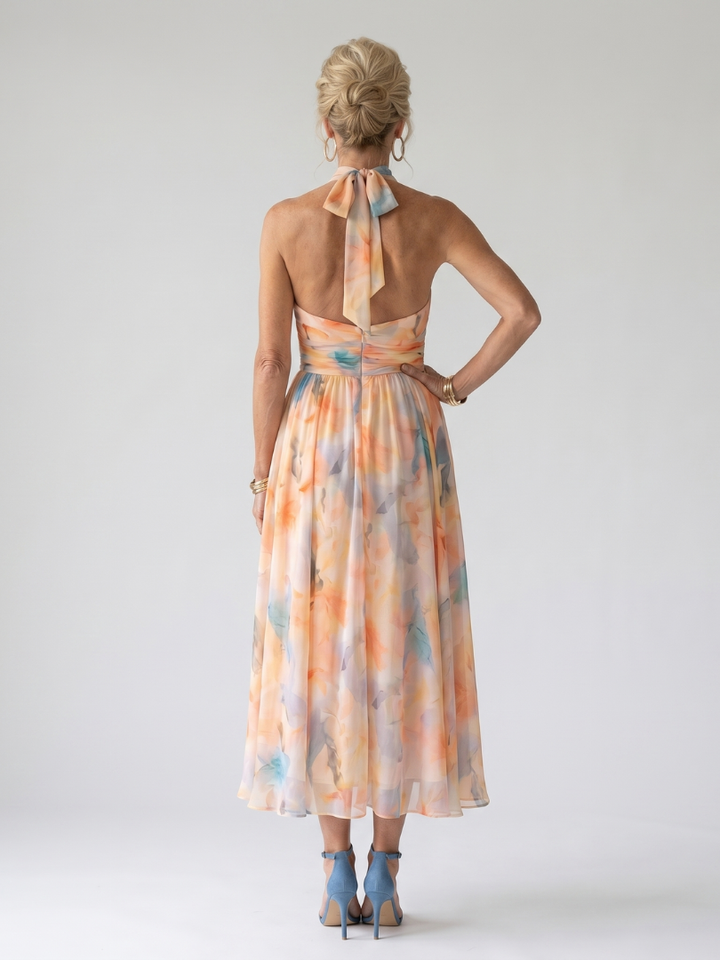Elin | Robe Midi à Encolure Halter Douce