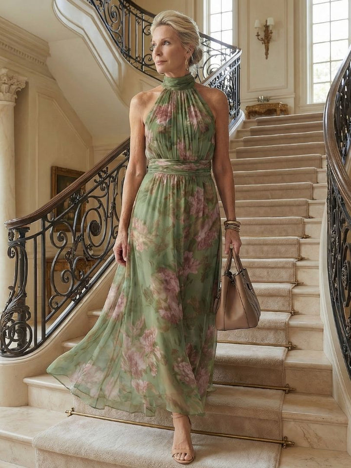 Mireille | Robe Midi à Dos Nu Froncée